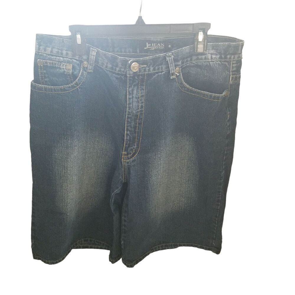Jean Station Mens Size 38 Blue Solid Denim Shorts